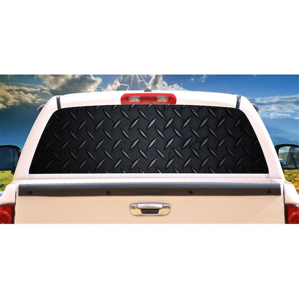 Entretenimiento Black Diamond Plate Rear Window Graphic Truck View Thru Vinyl Decal EN3272531 - main